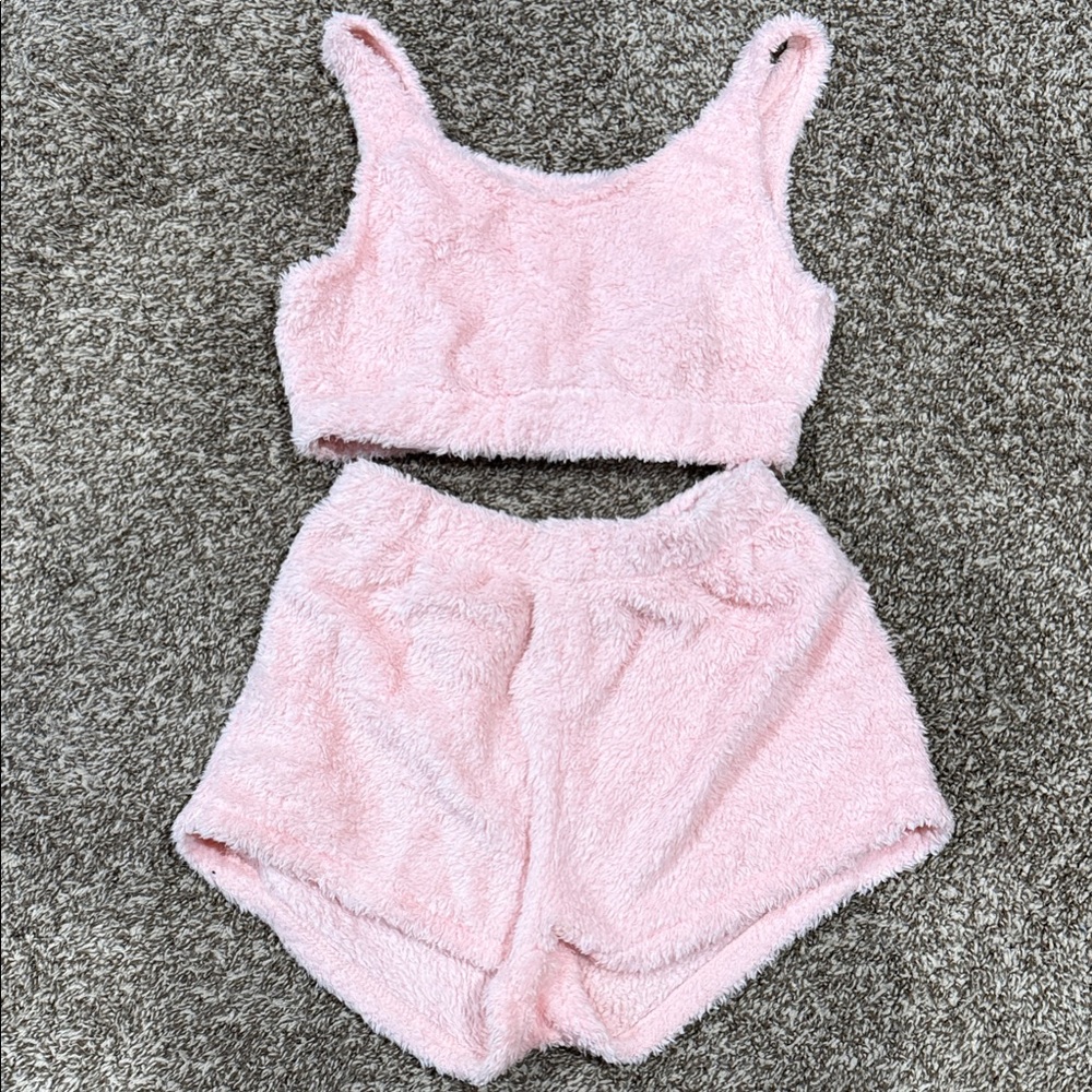 SHEIN Pink Fuzzy Lounge Set